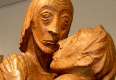 Ernst Barlach: The Reunion of Christ and Thomas, detail 